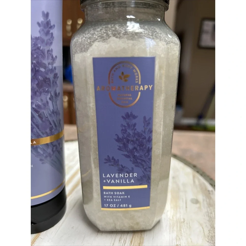 Bath & Body‎ Works 3p Lot Aromatherapy Lavender Vanilla Body Wash Luxe Bath NEW